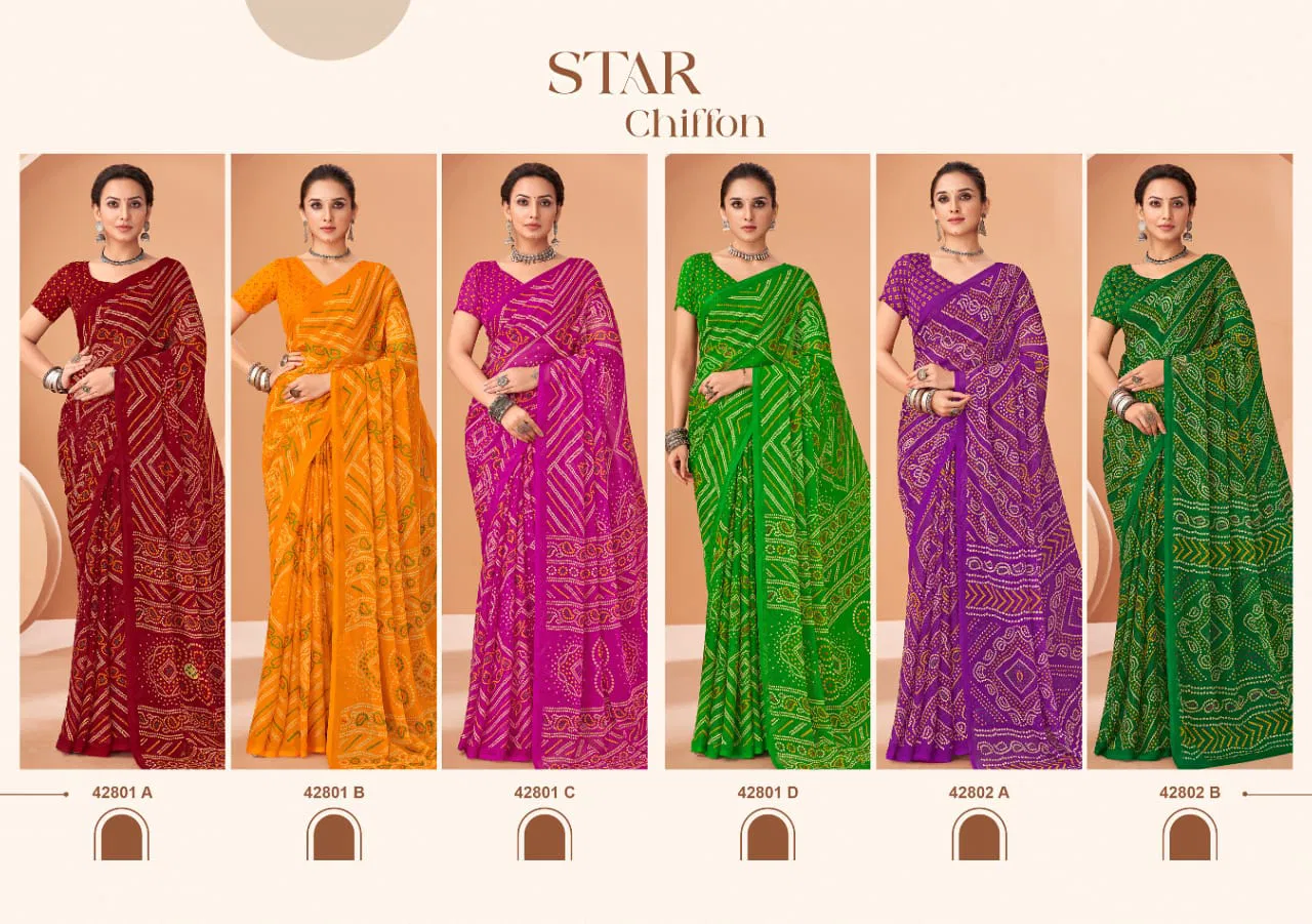 Star Chiffon 195 By Ruchi Chiffon Daily Wear Sarees Wholesale Market In Surat With Price